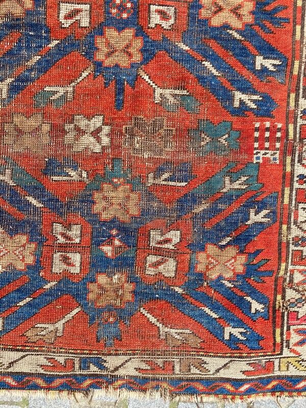 Ancient Caucasian carpet Kazak eagle 143x257 cm