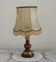 French Mid-Century Brass and Turned Wood Table Lamp with Hide Skin Shade