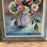 Tableau ancien nature morte fleurs
