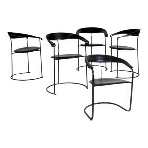 suite de 5 Chaises Cuirs, - 1980