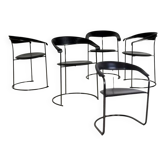 Suite de 5 Chaises Cuirs, Canasta d'Arrben Italy Vintage 1980