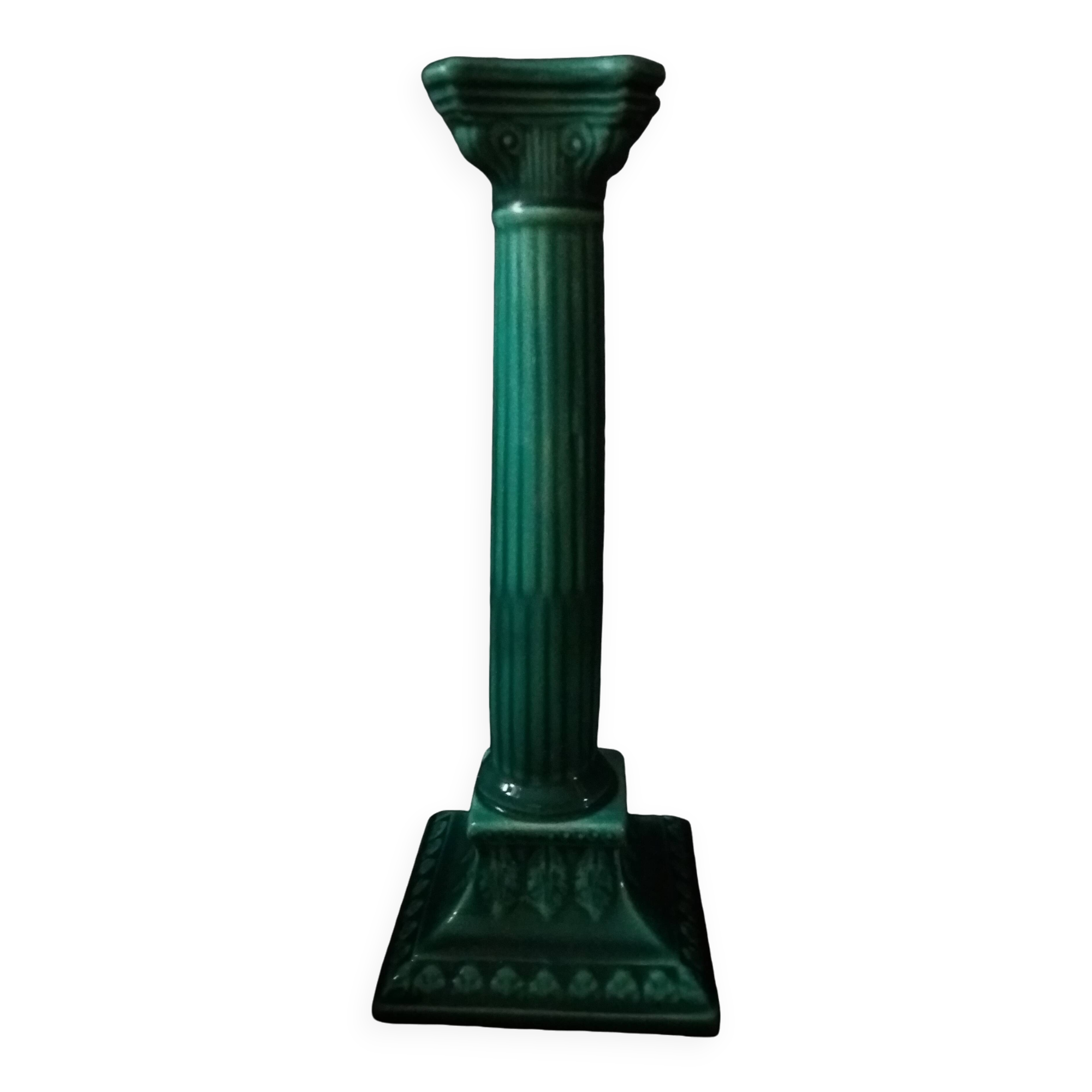Niderviller emerald green column candle holder