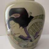 Polychrome vase and celadon XIX Naniwaya Okita Japan Nippon