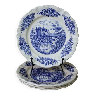 4 vintage Sarreguemines Castle model dessert plates