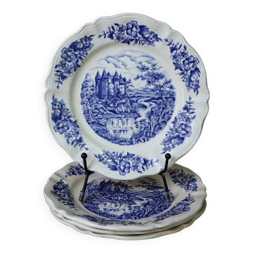4 vintage Sarreguemines Castle model dessert plates