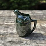 French ceramic dark green frog pitcher