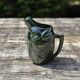 French ceramic dark green frog pitcher