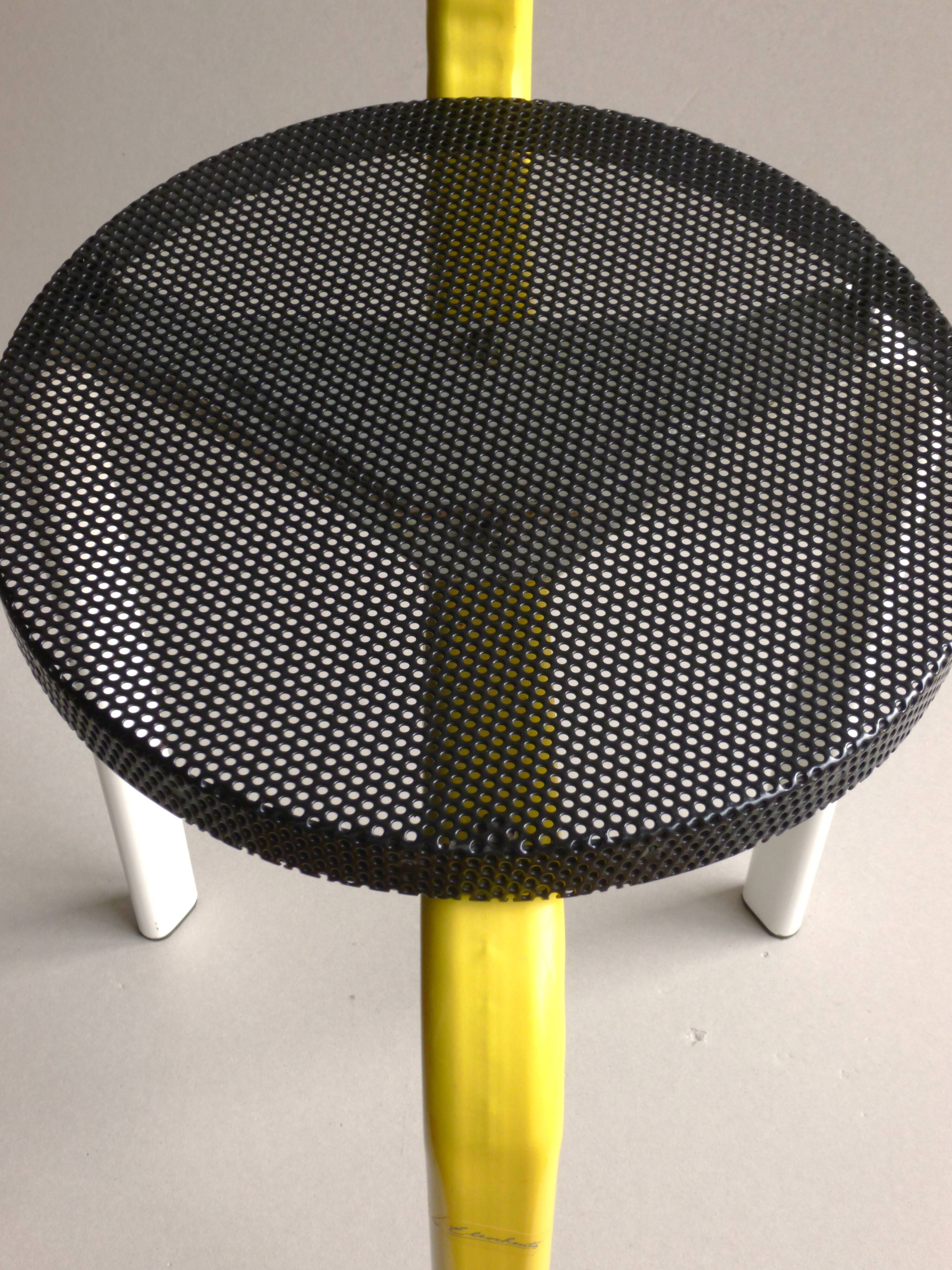 Postmodern tripod metal stool, 80s