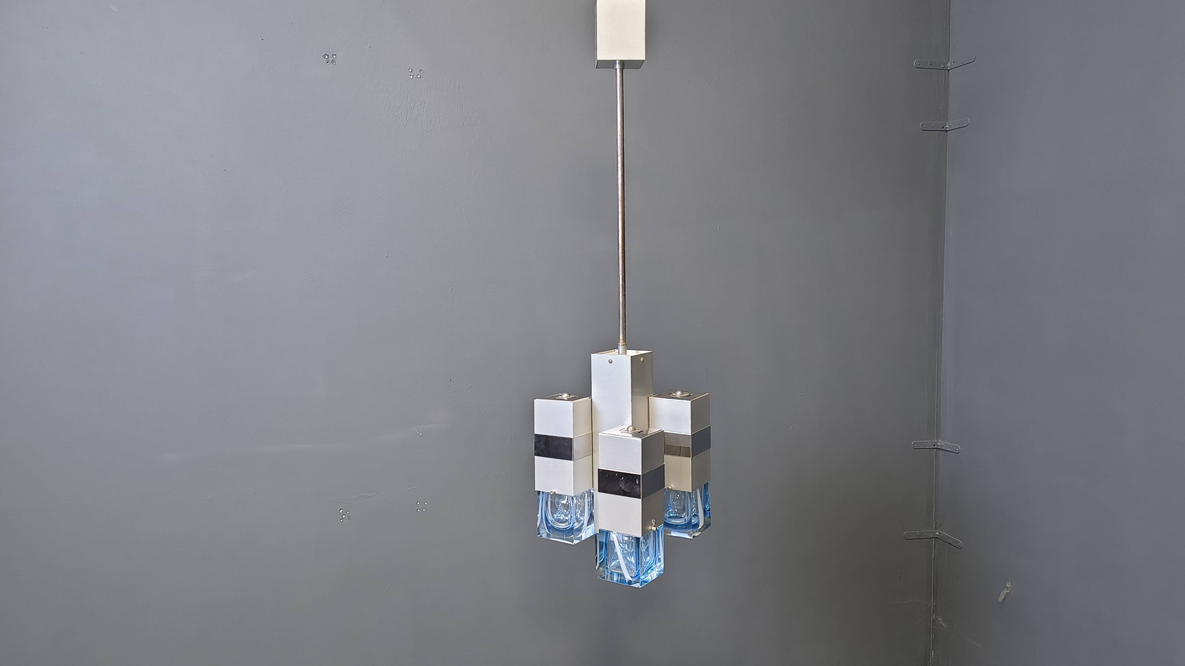 Vintage Cubico Chandelier by Gaetano Sciolari, 1970s