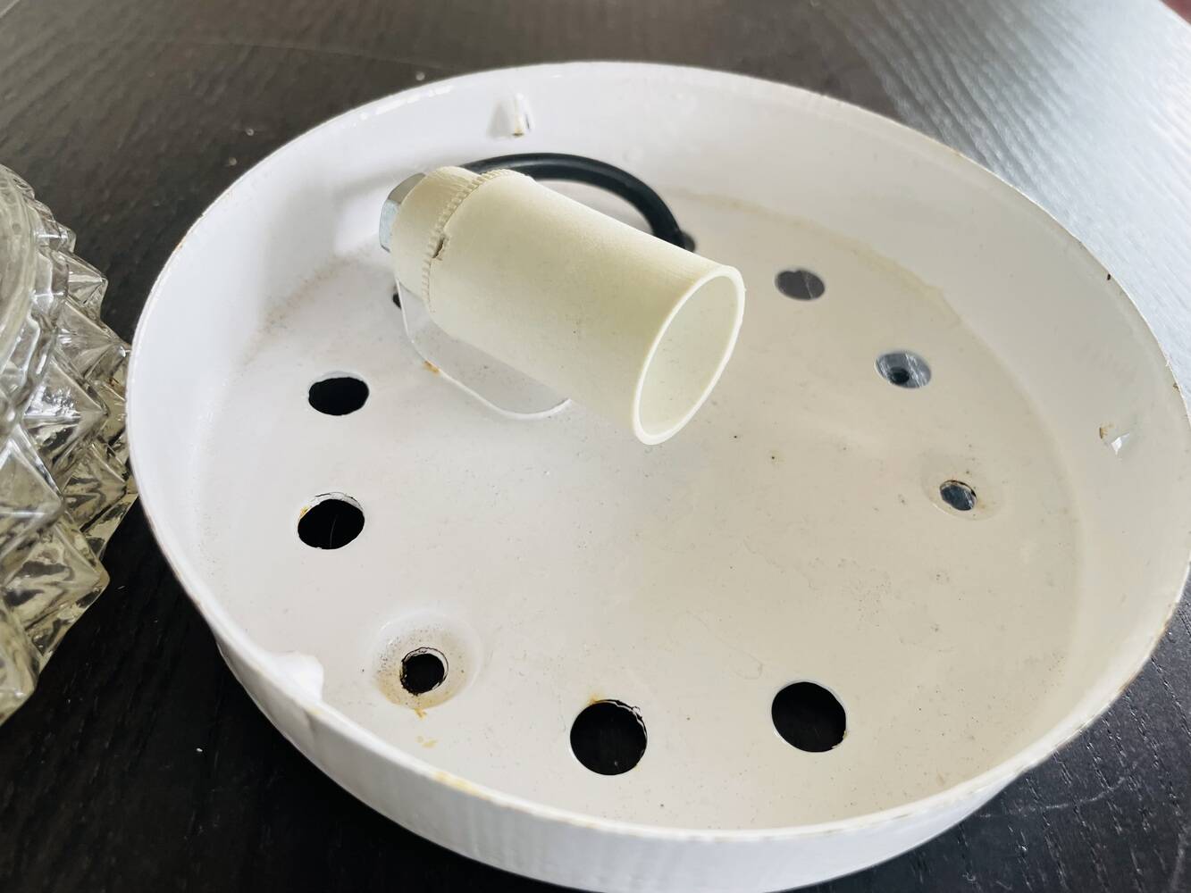 Pair glass flush mounted lamps