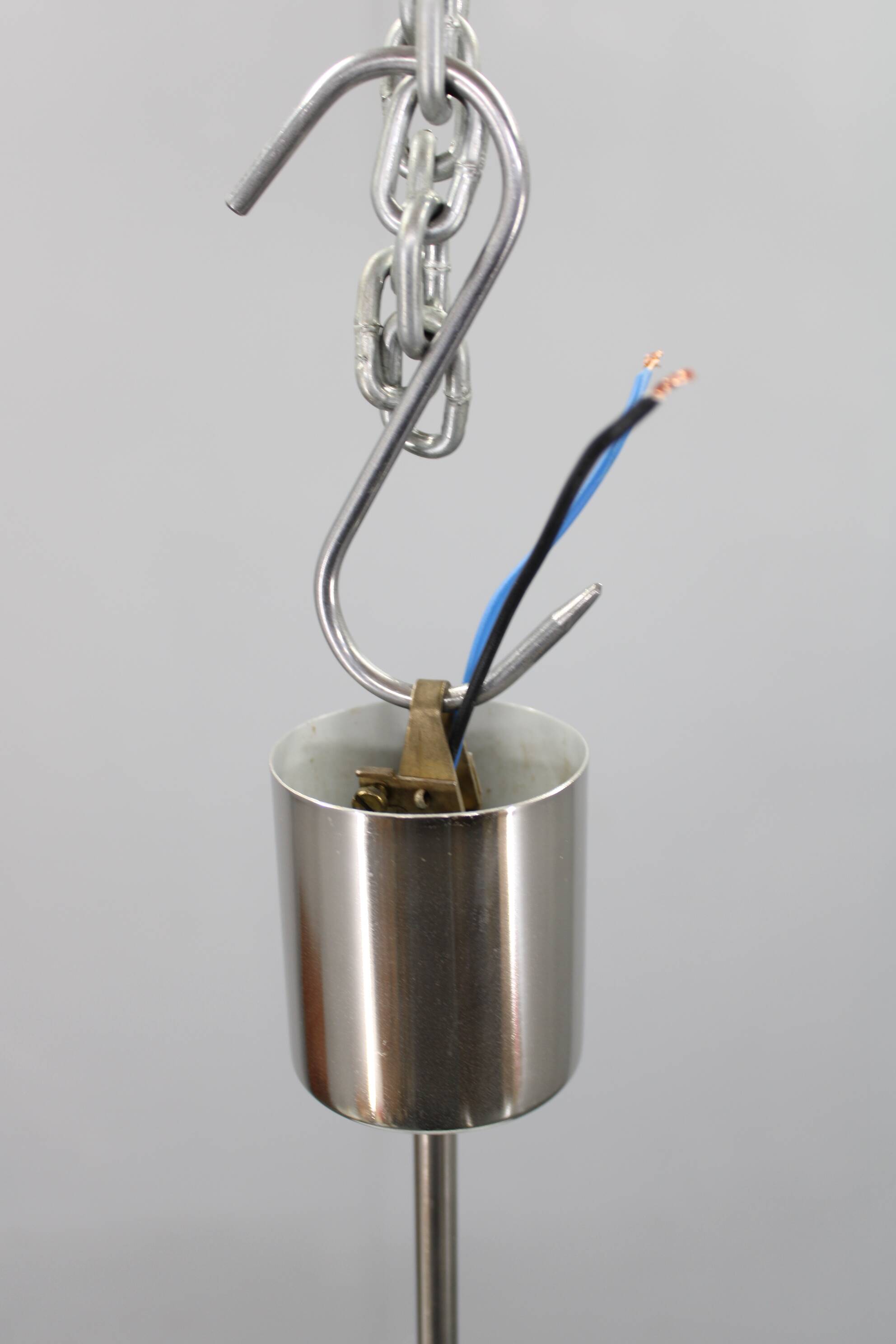 Mid-century Czech glass pendant lamp, chrome, 1960s