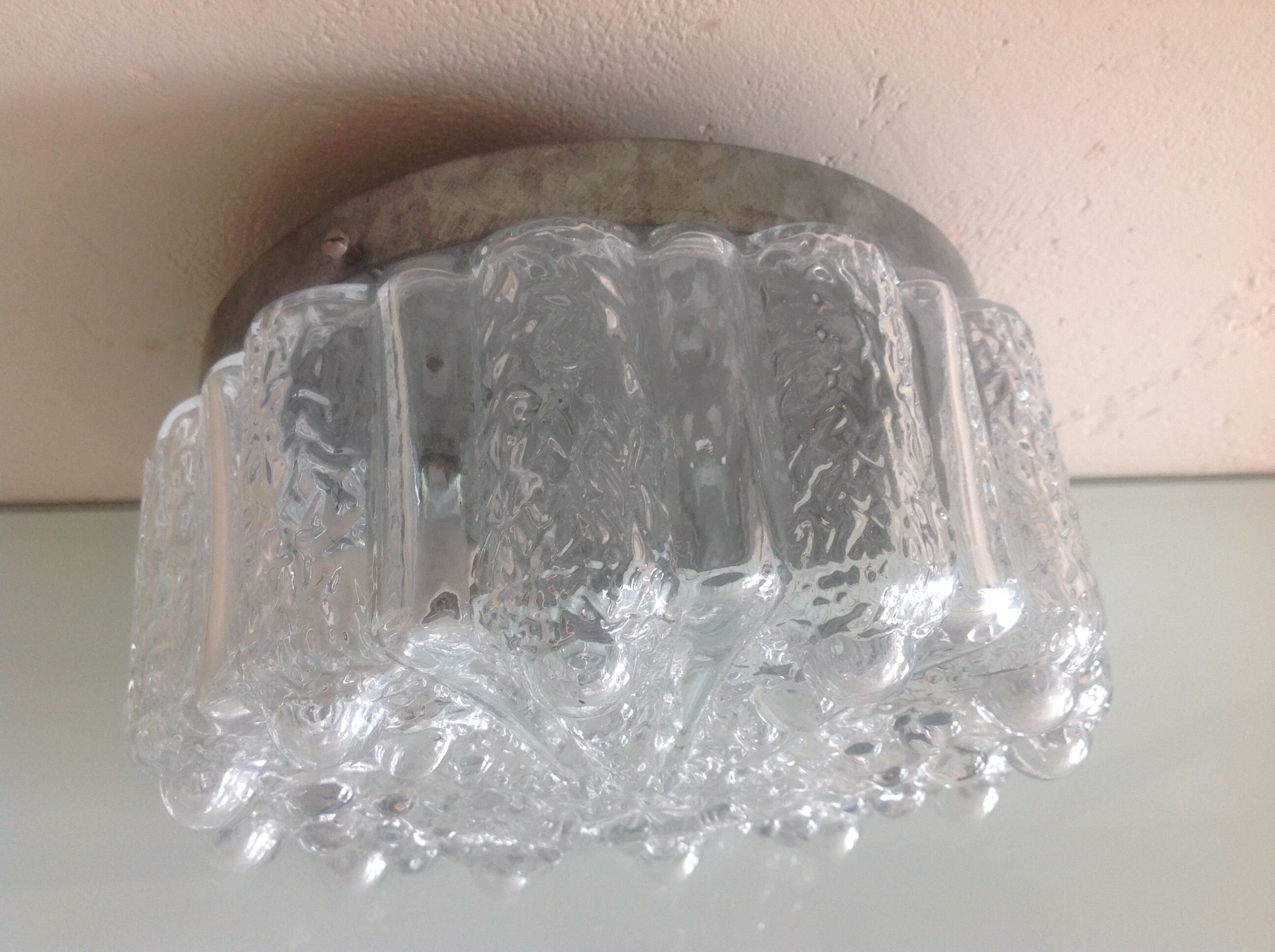 Bulled glass ceiling lamp, vintage 60/70s