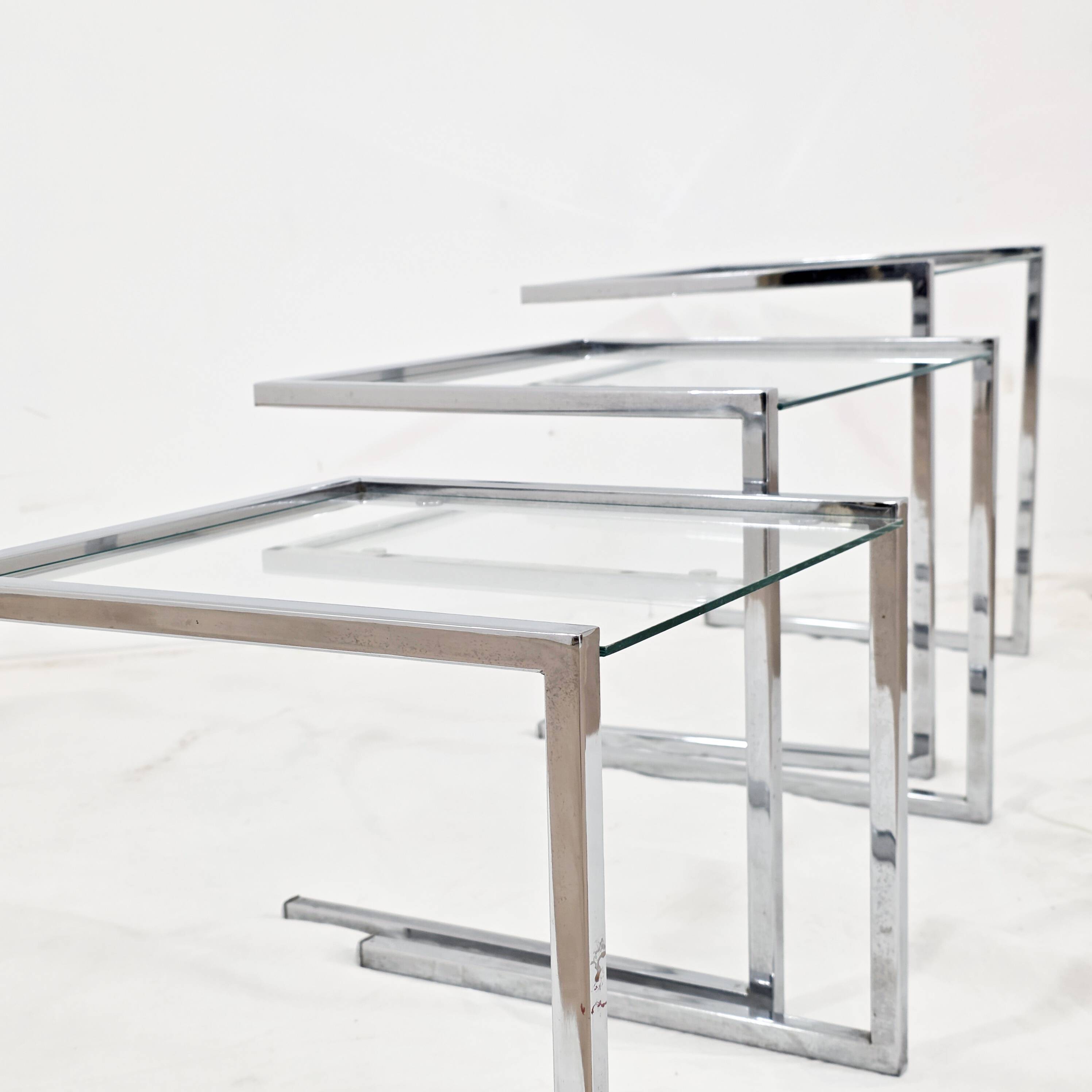 Tables gigognes en chrome– Design des années 1970