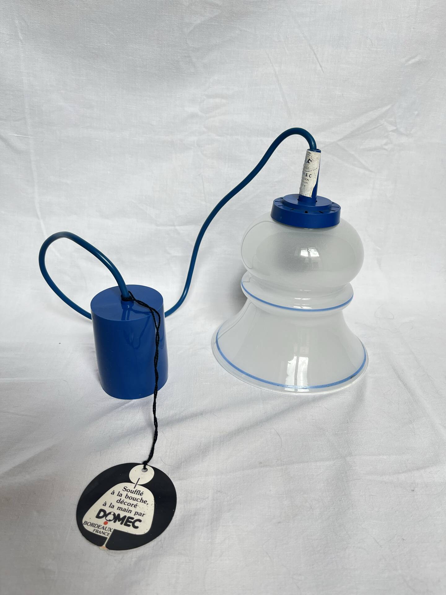 Rare vintage glass suspension light in memphis/ikea style from the 90s.