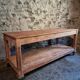 French antique work table in pitch pine – large workshop / draper's table, early 20th century