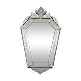 Venetian wall mirror in Murano glass with faceted floral decoration from the 1930s.