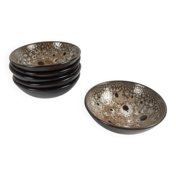 Lot de 6 bols en céramique émaillée effet réactif style japandi