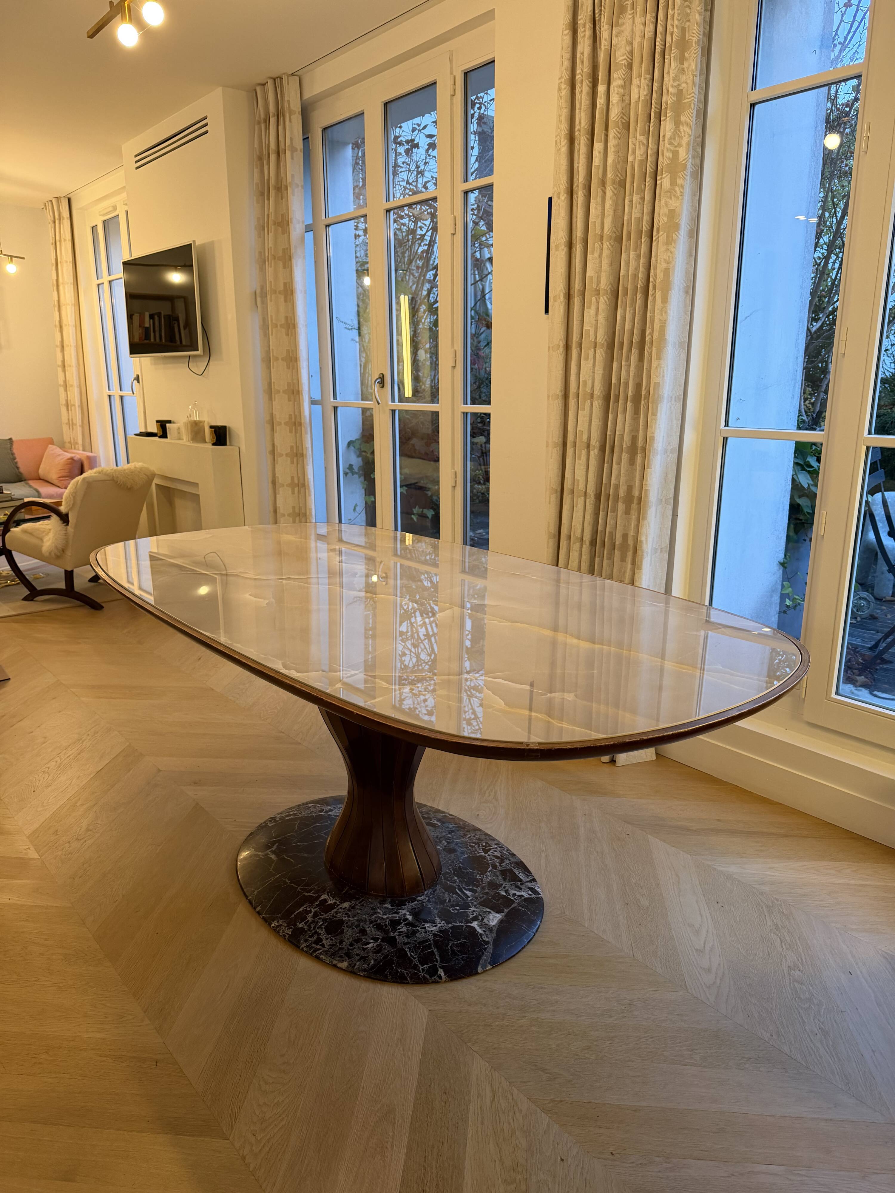 Glass and wood designer table