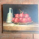 Tableau ancien - Peinture à l’huile - Nature morte aux grenades