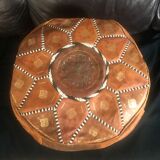 Moroccan leather pouf