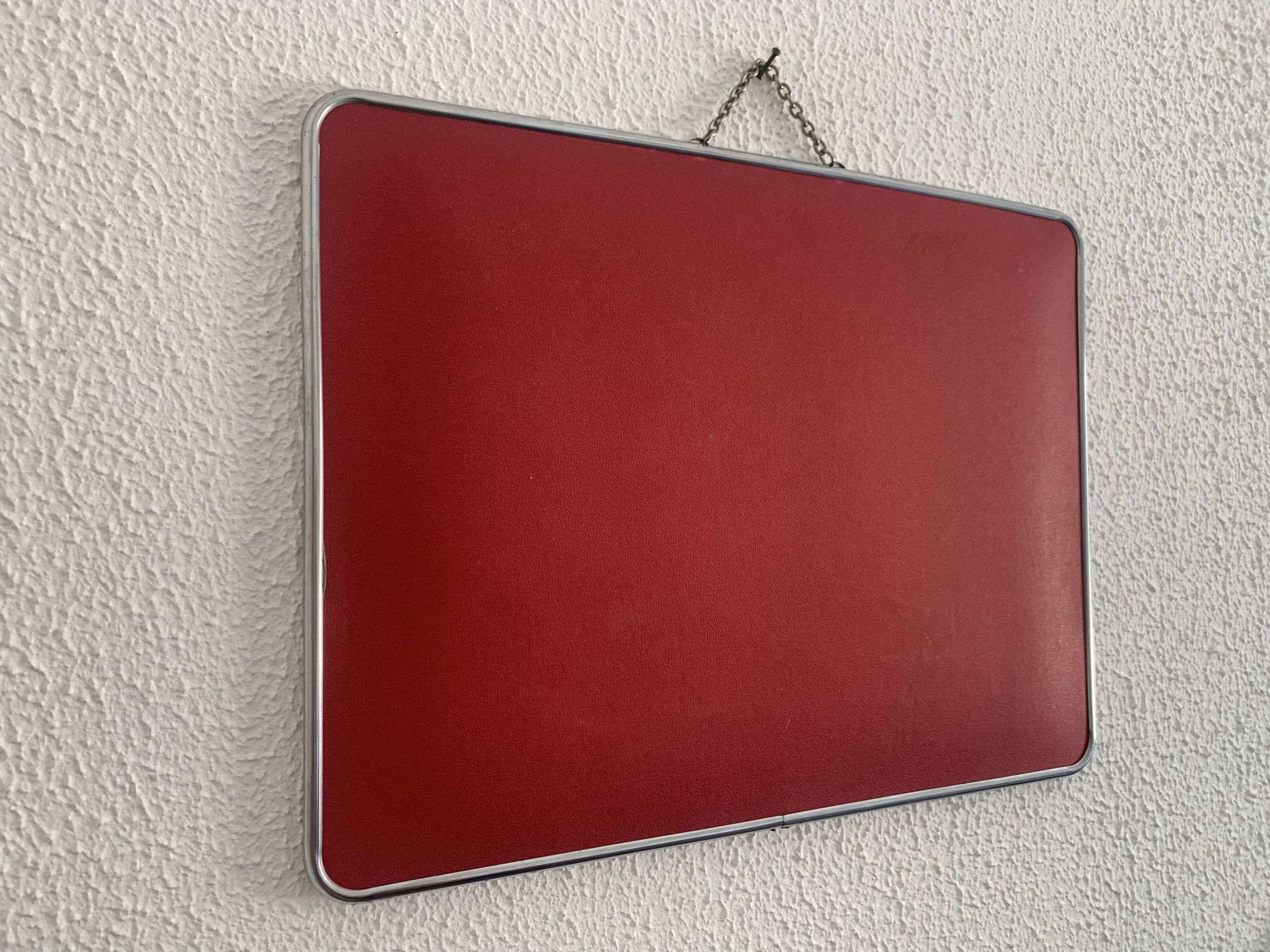 Vintage 1960s barber hairdresser red mirror - 38 x 28 cm