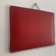 Vintage 1960s barber hairdresser red mirror - 38 x 28 cm