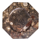 Octagonal table in fossil marble with fossil inclusions - Epoch