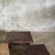 Small auxiliary stool in thick brown upcycled teak (3272)