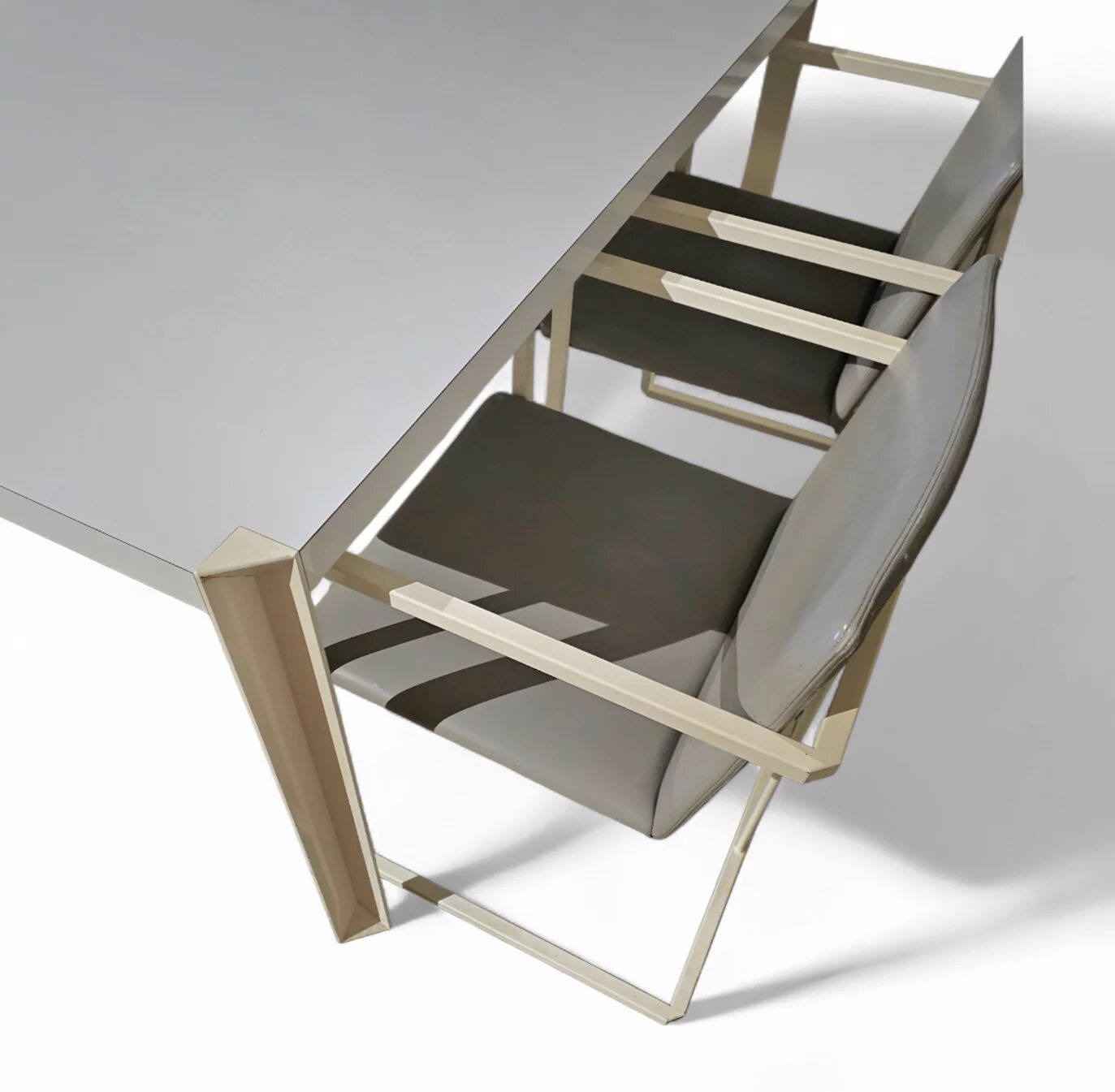 4 x Pierre Mazairac & Karel Boonzaaijer, Hennie de Jong int, grey fabric, white steel, 1970s