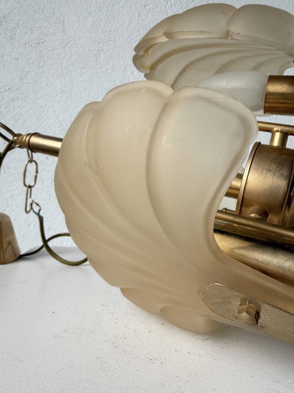 Shell and brass chandelier from the 70s