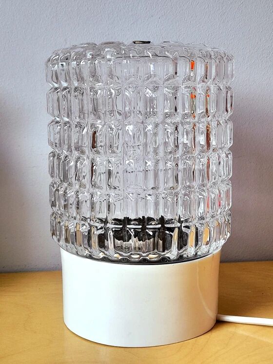Pair of textured glass lamps 1970