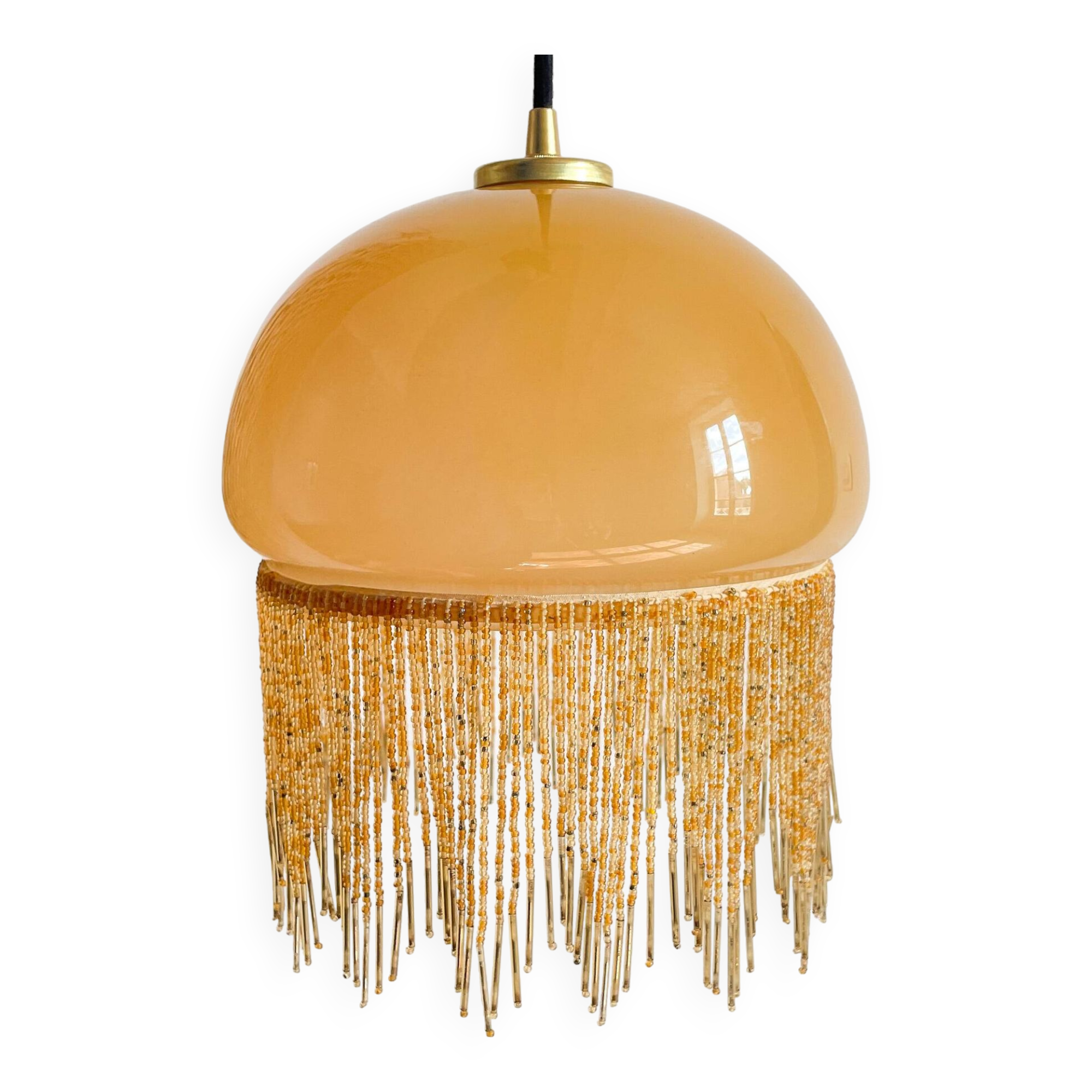Fringed opaline pendant light