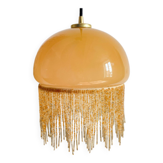 Fringed opaline pendant light