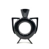 Vase organique moderne en céramique noire, Italie années 1980