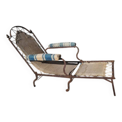 Fauteuil chaise longue pliante de campagne empire du xix ème siecle