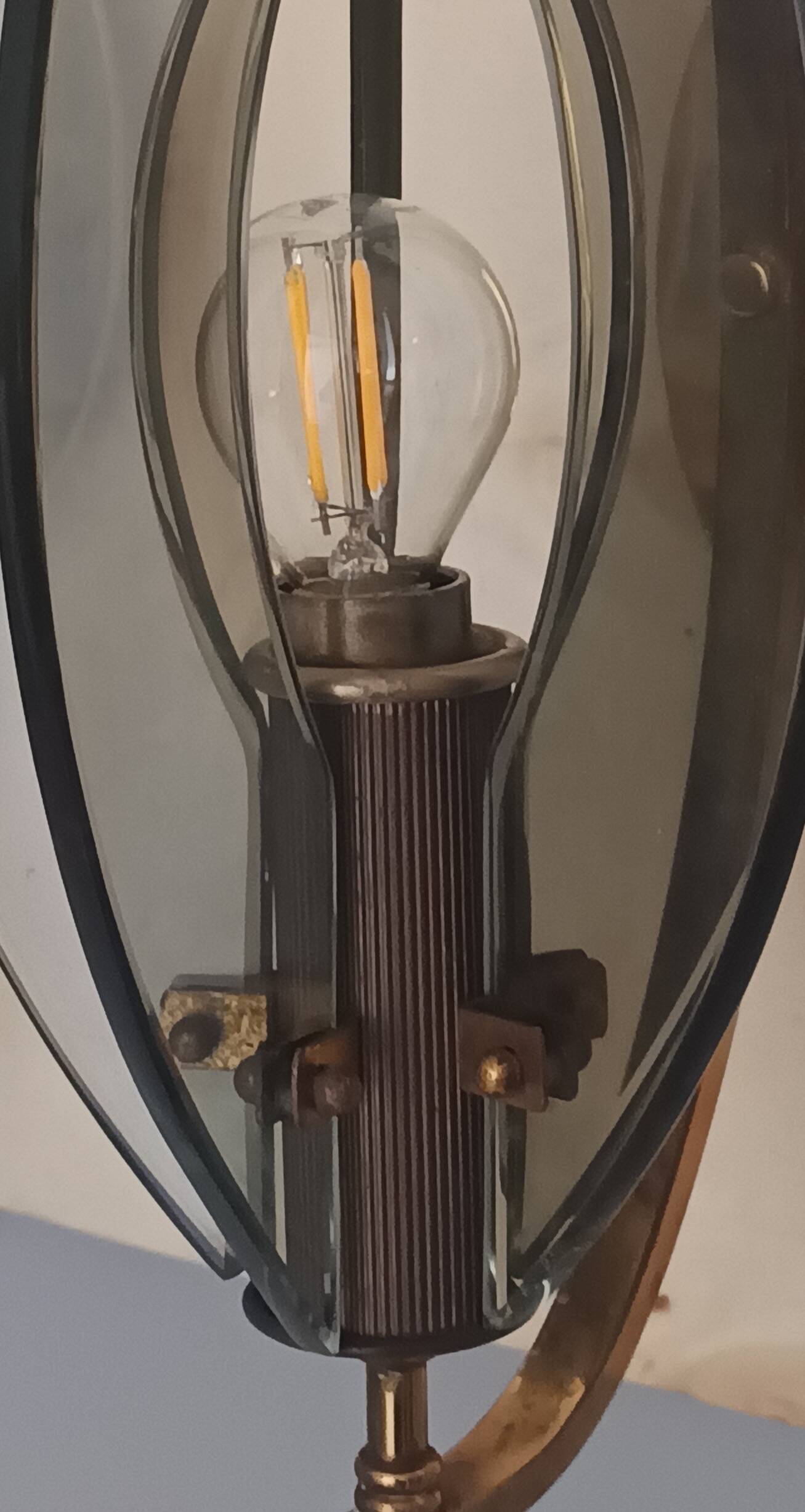 Smoked Glass and Brass Applique / Wall Light by Gino Paroldo