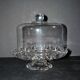 Antique cheese dome on a diamond moulded crystal stand, 1920, marked registered.