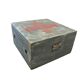 Vintage grey wooden chest with red cross 'first aid'