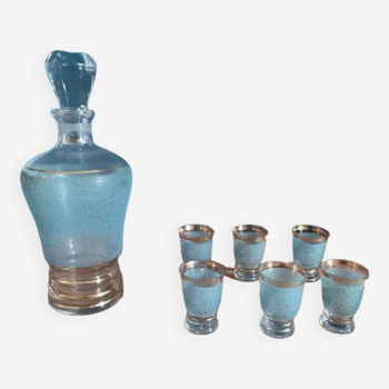 Service bouteille verre sablé liseré doré art déco dp 0323120