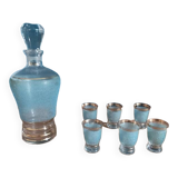 Sandblasted glass bottle service with golden edging Art Deco dp 0323120