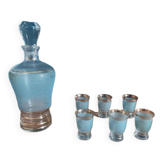 Sandblasted glass bottle service with golden edging Art Deco dp 0323120