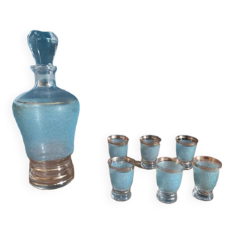 Service bouteille verre sablé liseré doré art déco dp 0323120