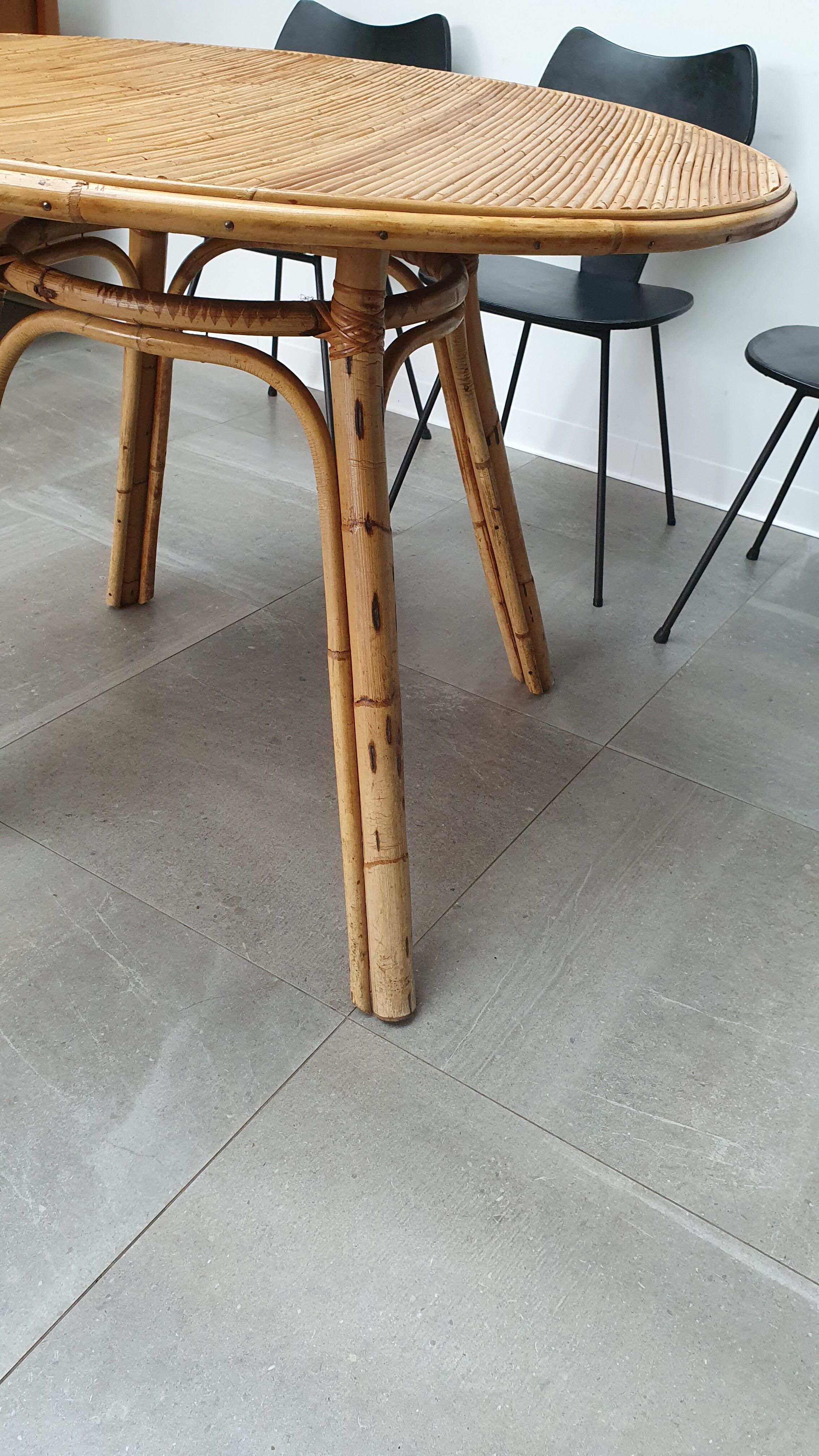 Rattan dining table from the 60s