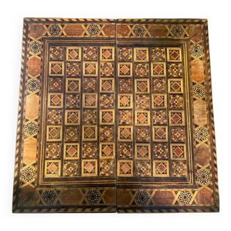 Ancient backgammon in marquetry