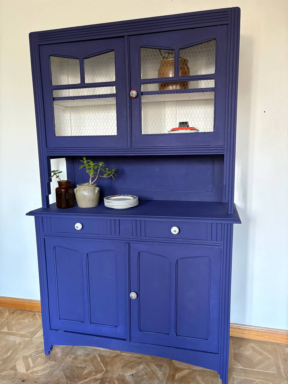 Parisian blue oriental buffet cabinet