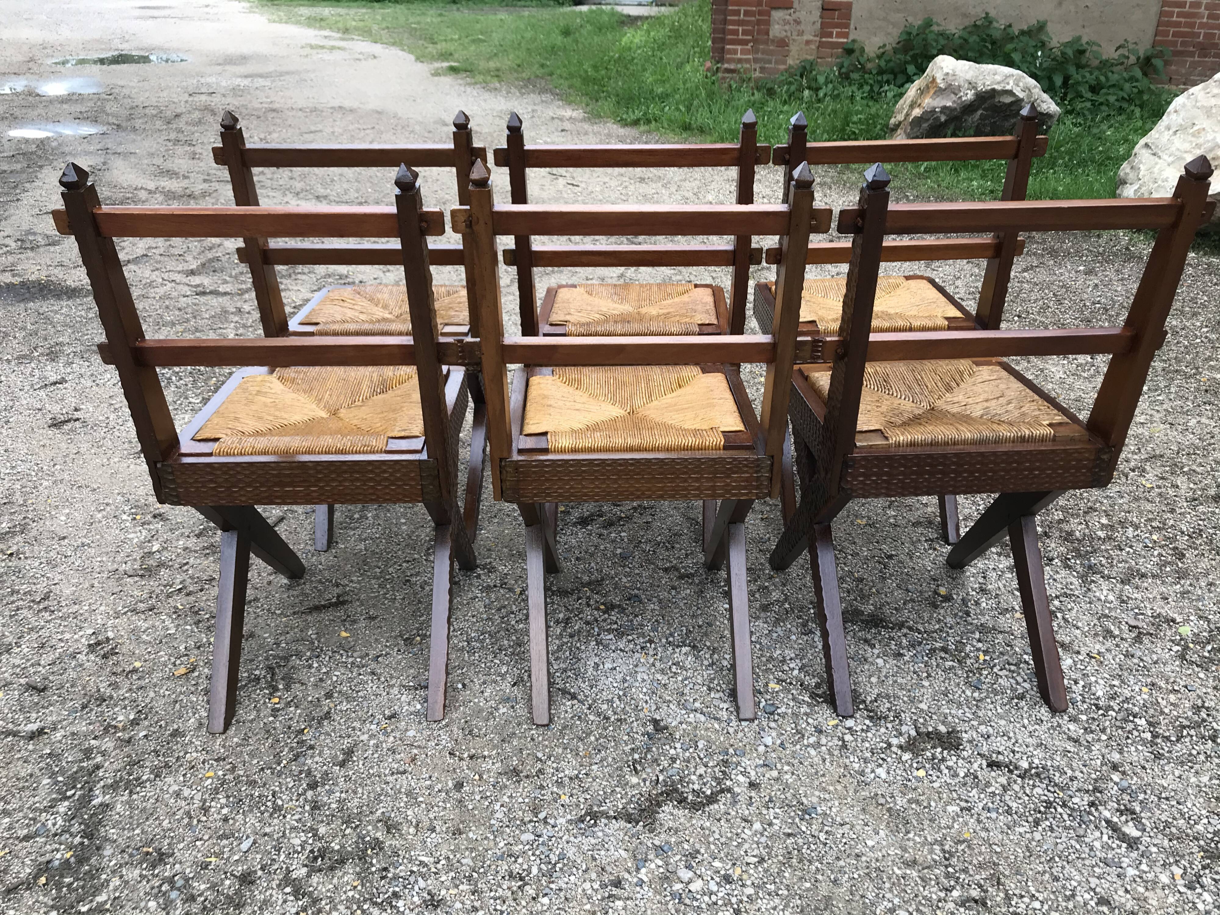 Suite of 6 wooden chairs  1940/1950