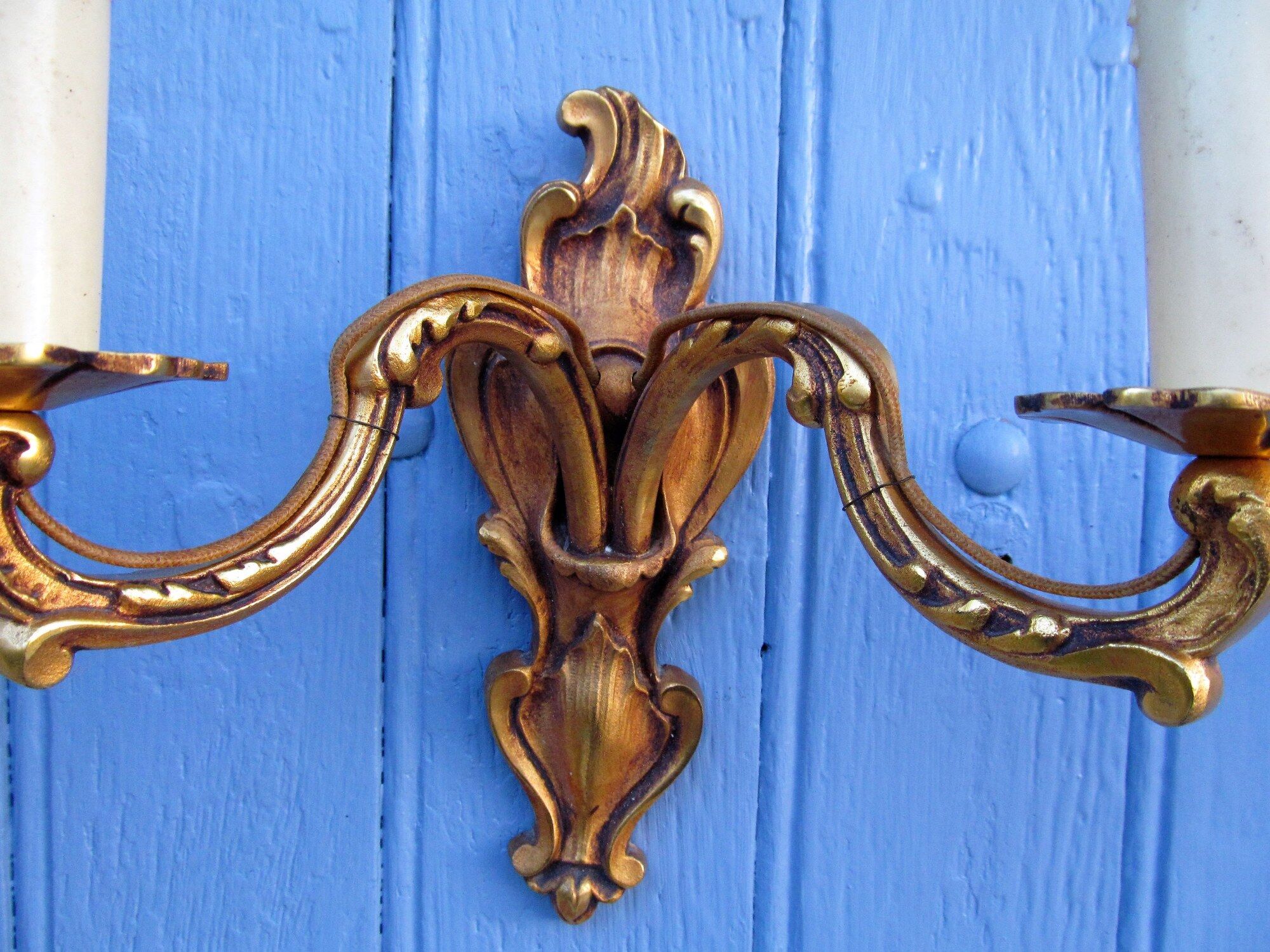 Louis XV style Bronze Brass twin arm wall lights