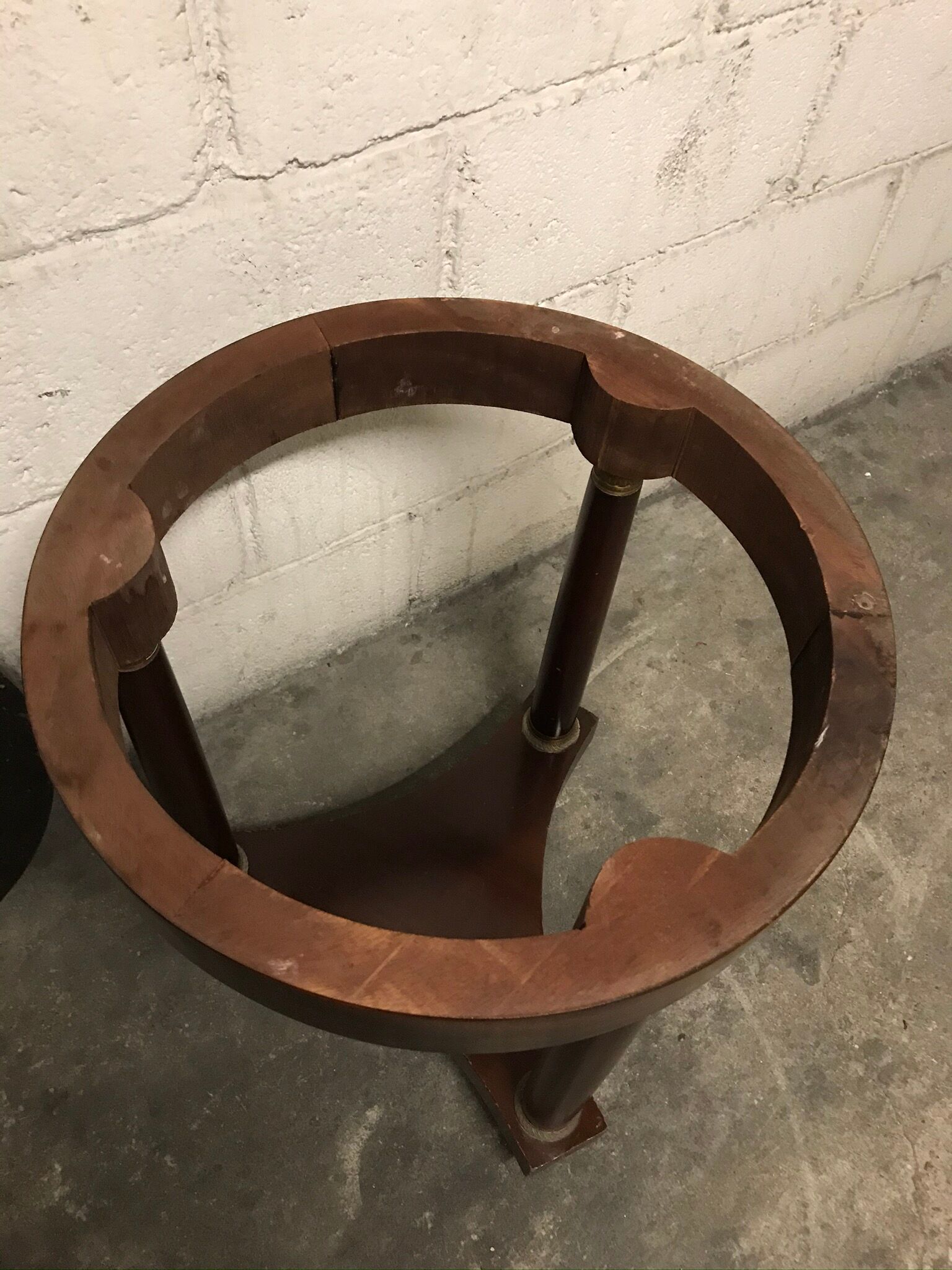 Side table tripod Empire style in solid mahogany and grey marble tray