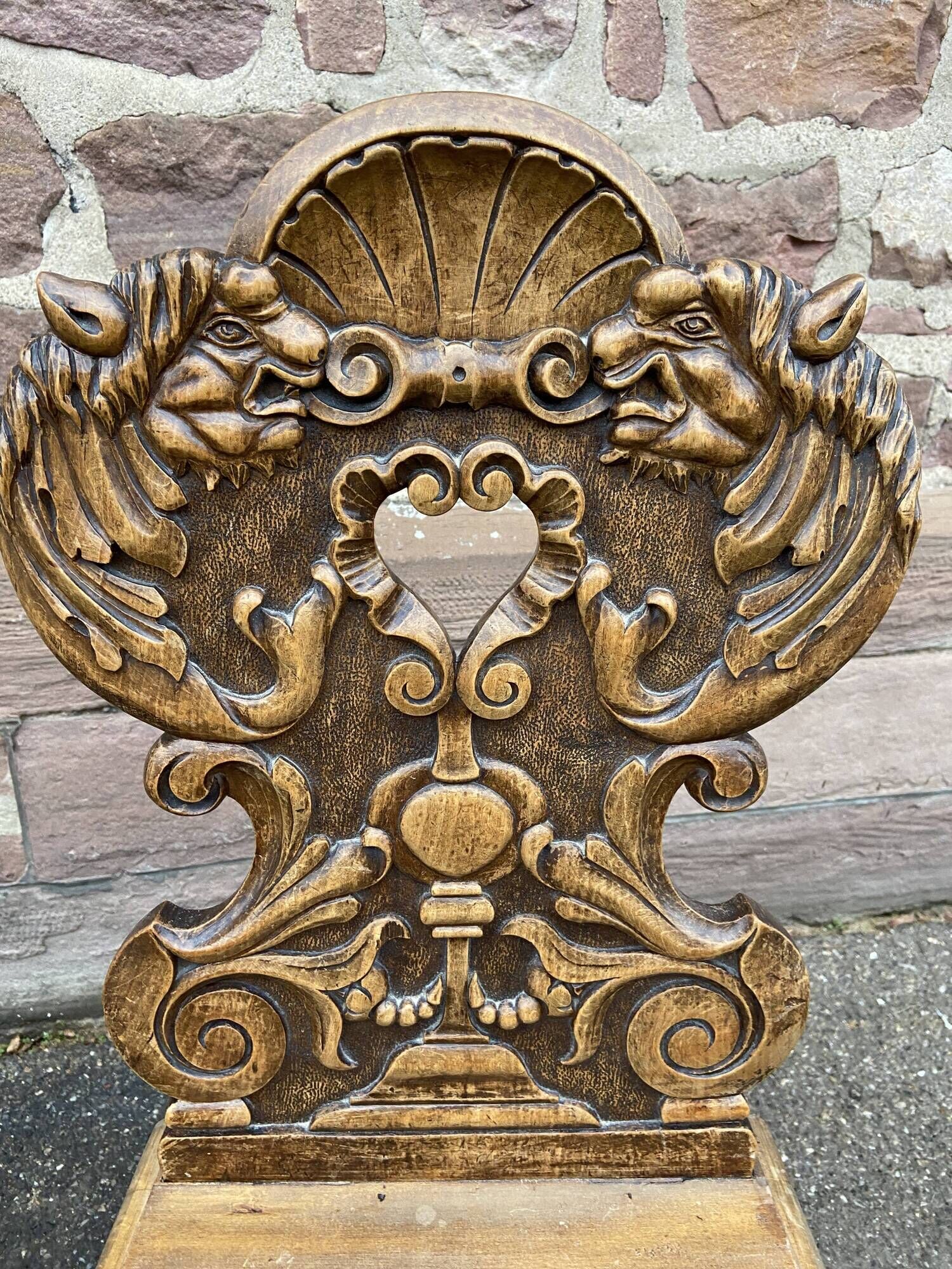 Alsatian chair renaissance mythology vintage of grotesque period 1950