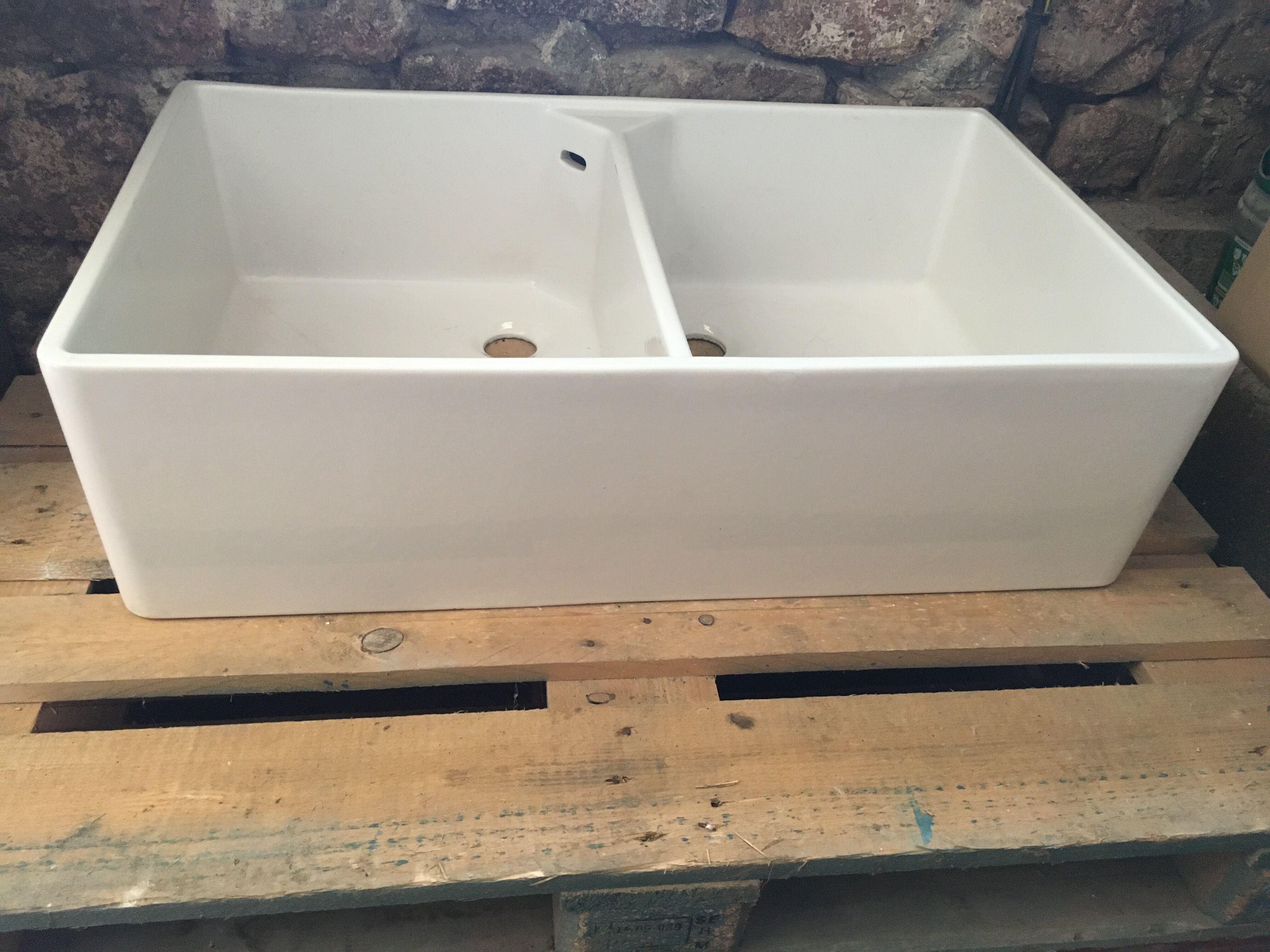 Enamelled stoneware double sink 40